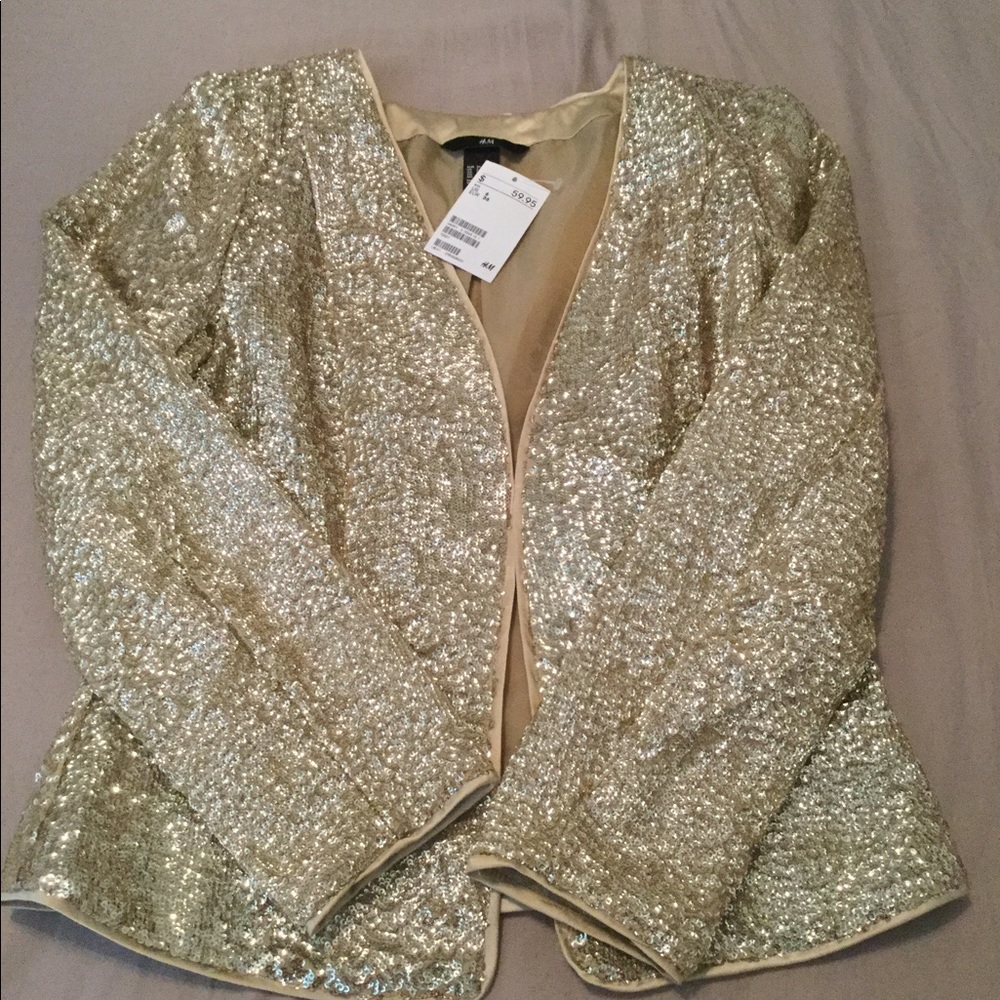 NWT H&M Gold Glitter Blazer